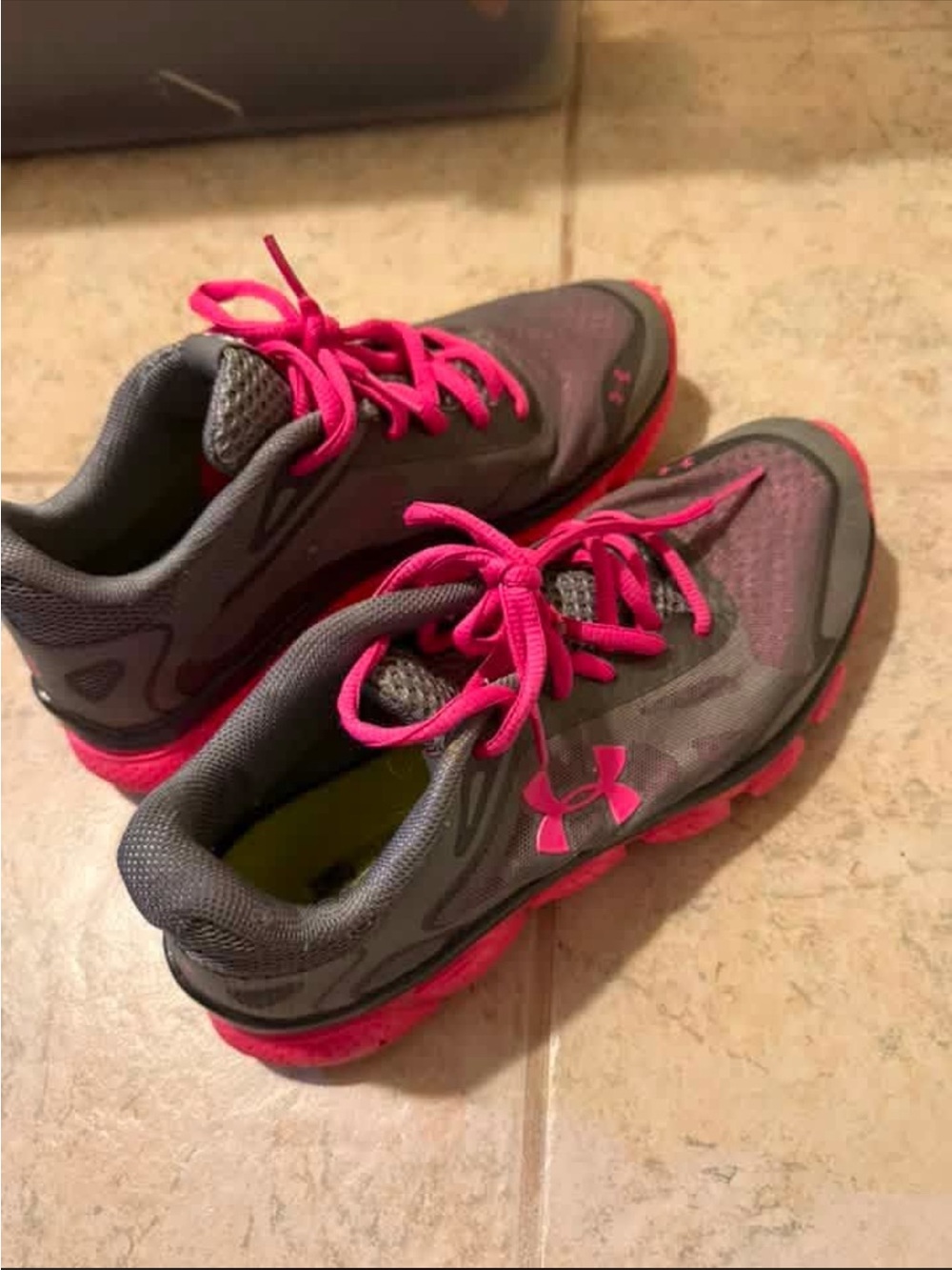 Under Armour Women’s Gray with Pink Accent Athletic Sneakers